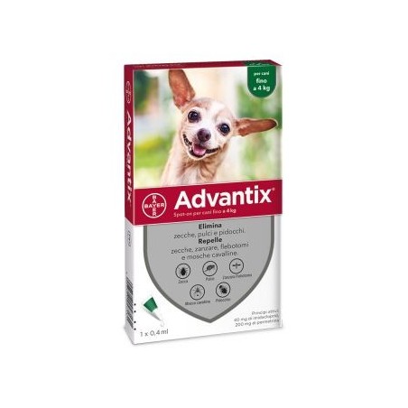 Advantix Spot On 1 Pipetta 0,4 Ml Fino A 4kg