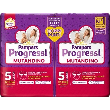 Fater Pampers Progressi Mutandino Junior Pacco Doppio 34 Pezzi