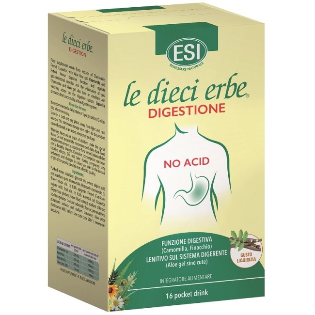 Esi Le Dieci Erbe Digestione No Acid 16 Pocket Drink 20 Ml