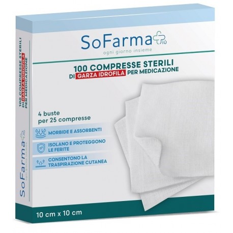 So. Farma. Morra Compressa In Cotone Sofarmapiu' 10x10 Cm 25 Pezzi - Para-Farmacia  Bosciaclub