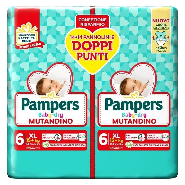 Pampers Baby Dry Pannolino Mutandina Xl Duo Downcount 