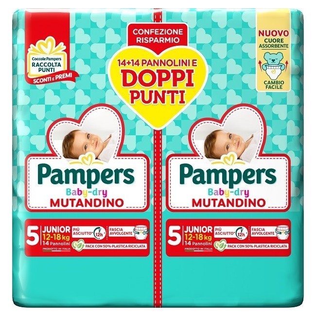 Pampers Baby Dry Pannolino Mutandina Junior Duo Downcount 