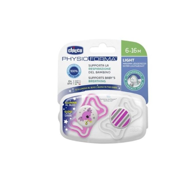 Chicco Succhietto Light Lumi Silicone 6-16m 2 Pezzi