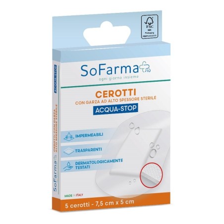 So. Farma. Morra Cerotto Acquastop Sofarmapiu' 7,5x5 Cm 5 Pezzi