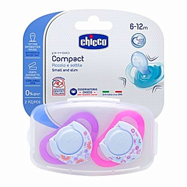 Chicco Gommotto Compact Silicone Rosa 6-12m 2 Pezzi