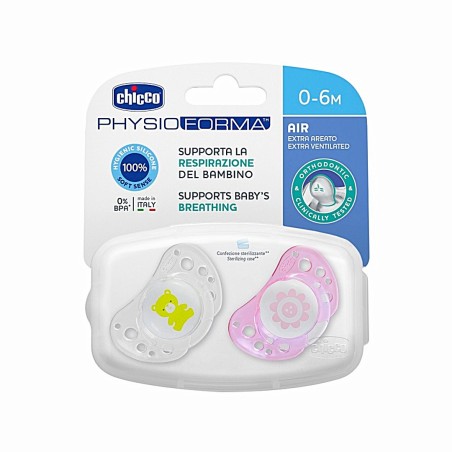 Chicco Succhietto Physio Air In Silicone Rosa 0-6m 2 Pezzi