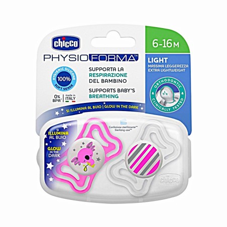 Chicco succhietto light luminoso silicone 6-16 mesi 2 pezzi