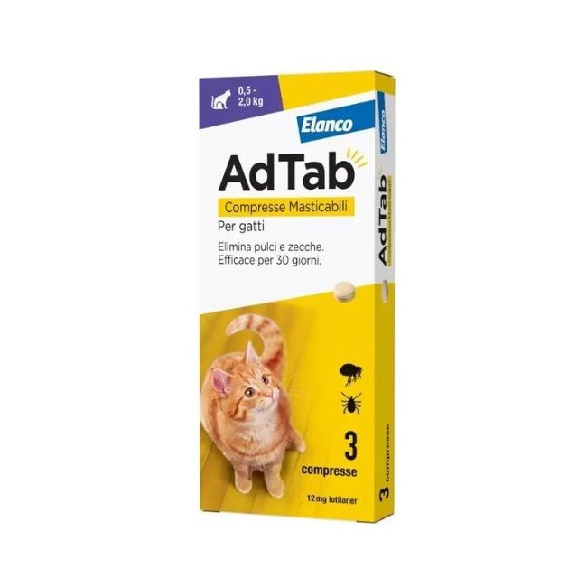 Adtab 3 compresse 12 mg gatti da 0,5 a 2 kg