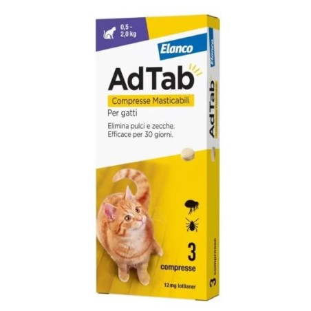 Adtab 3 compresse 12 mg gatti da 0,5 a 2 kg