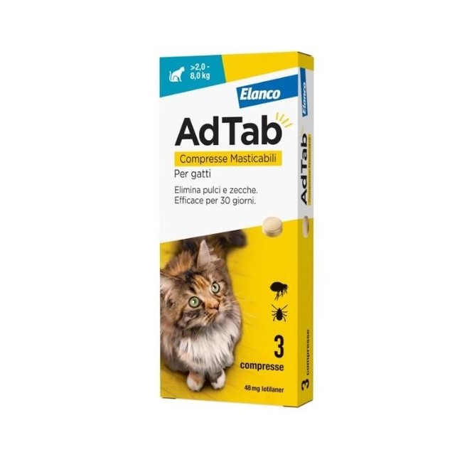 Adtab 3 compresse 48 mg per gatti da 2 a 8 kg