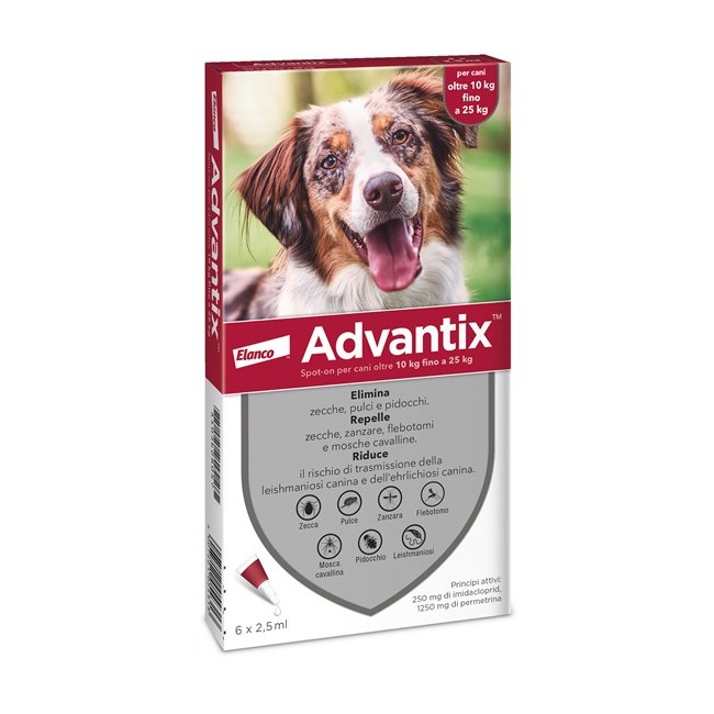 Elanco Italia Advantix Spot-on Per Cani Oltre 10 Kg Fino A 25 Kg