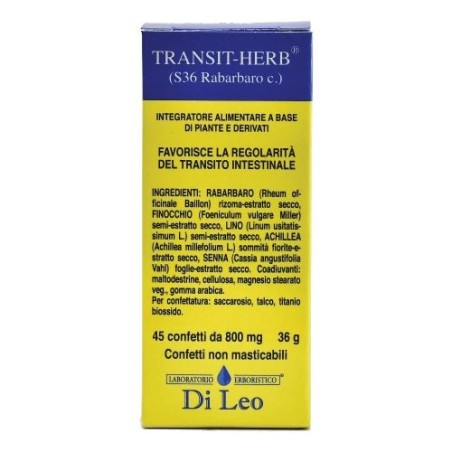 Di Leo Transit-herb S 36 Rabarbaro 40 Compresse