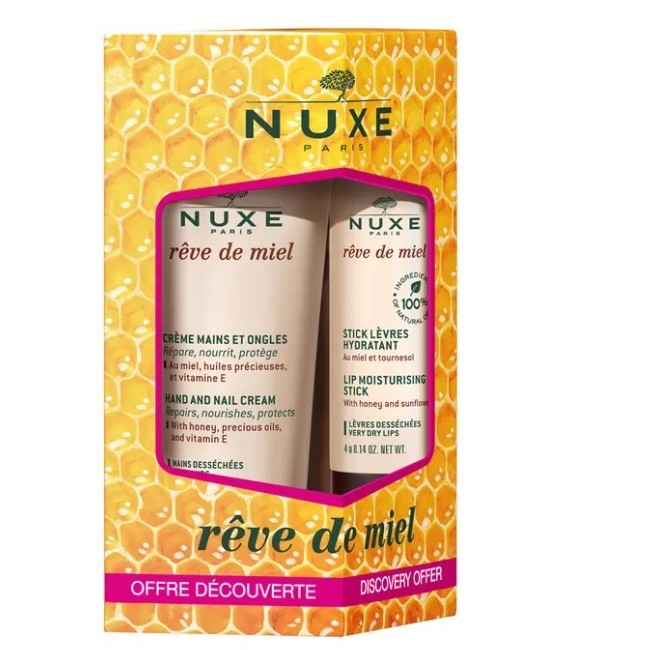 Nuxe Reve De Miel Crema Mani E Unghie + Stick Labbra Idratante Duo 30ml