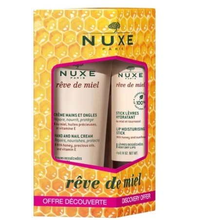 Nuxe Reve De Miel Crema Mani E Unghie + Stick Labbra Idratante Duo 30ml