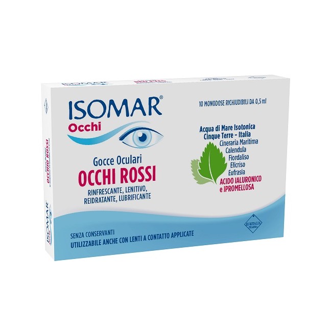 Isomar Occhi Rossi Gocce Oculari Acido Ialuronico 0,20 % 10 Flaconcini