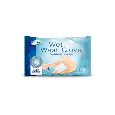 Tena Wet Wash Glove 8 Pezzi