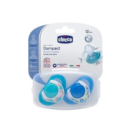 Chicco Succhietto Physio Compact Silicone Bimbo 12m+ 2 Pezzi