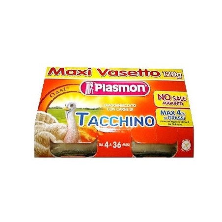 2 Confezioni Plasmon Omogeneizzato Tacchino 120 g