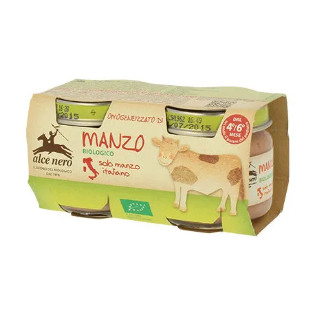 Alce Nero Omogeneizzato Di Manzo Biologico 2x80g