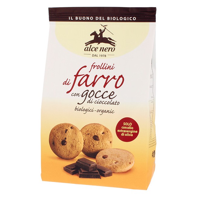 Alce Nero Frollini Con Farro E Gocce Di Cioccolato Bio 300g