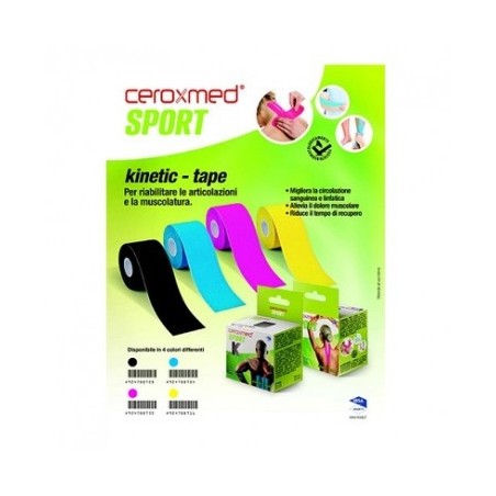 Ceroxmed Sport Kinetic Tape Cerotto Colore Blu