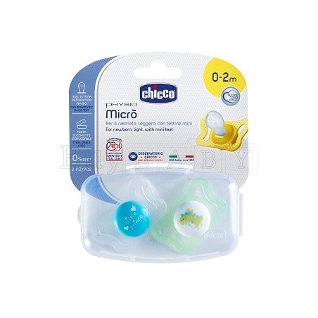 Chicco Succhietto Micro Boy 0-2m 2 Pezzi