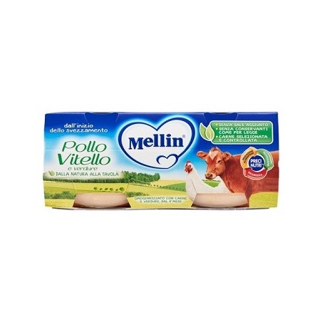 Mellin Omogeneizzato Pollo E Vitello Con Verdure 2x80g