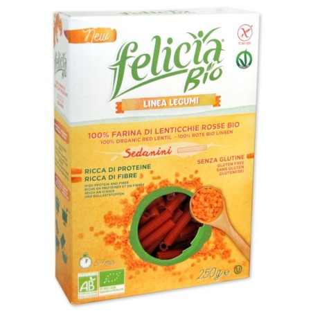 Felicia Bio Sedanini Con Lenticchie Rosse Senza Glutine 250g