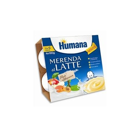 Humana Merenda Al Latte Gusto Mela E Albicocca 4x100g