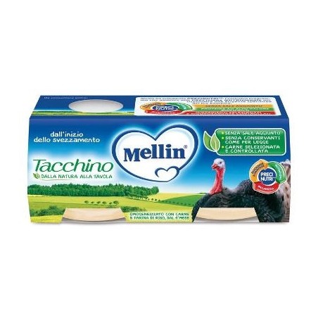 Mellin Omogeneizzato Con Carne Di Tacchino 2x80g