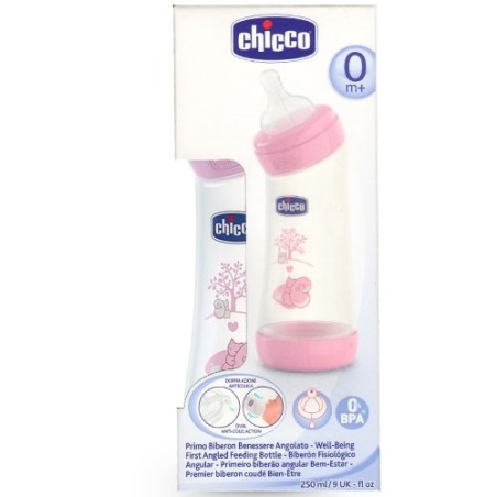 Chicco Biberon Angolato Bimba Tettarella Silicone 0m+ 250ml