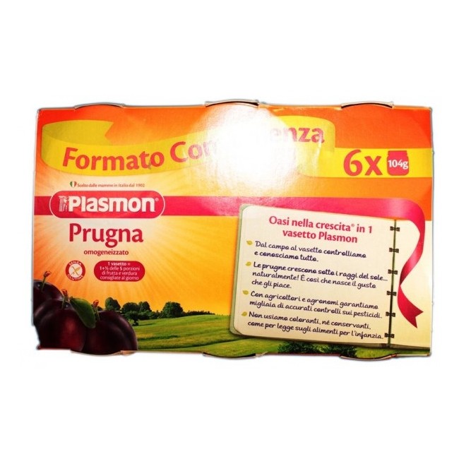 Plasmon Omogeneizzato Alla Prugna 6 Vasetti Da 104 Grammi