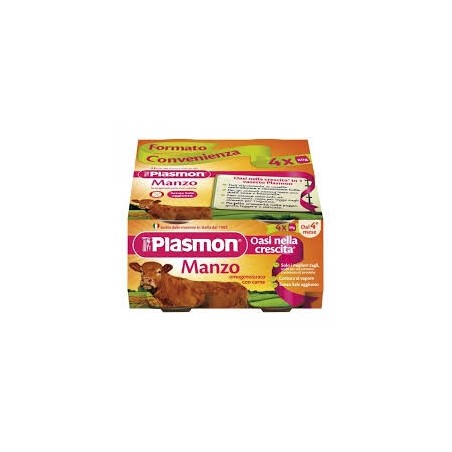 Plasmon Omogeneizzato Al Manzo 4 Vasetti 80 Grammi