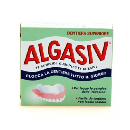 Algasiv Adesivo Protesi Superiore 15 Cuscinetti 10 Pezzi