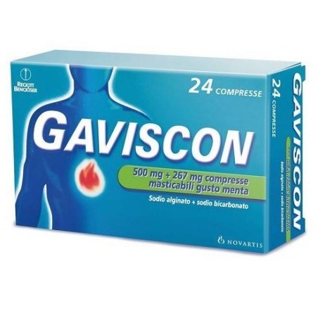 Gaviscon 24 Compresse Masticabili 500 Mg + 267 Mg Menta