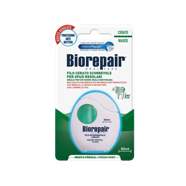 Biorepair filo interdentale cerato al gusto di menta