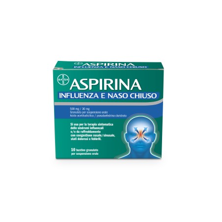 Aspirina influenza naso chiuso 10 bustine per febbre e raffreddore