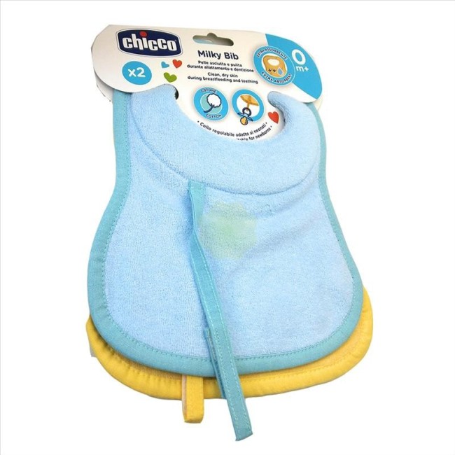 Chicco bavagline 0m+ 2pz azzurro morbidi ed extra assorbenti