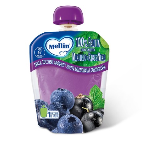 Mellin 100% mirtillo ribes merenda dal 6° mese 90 g