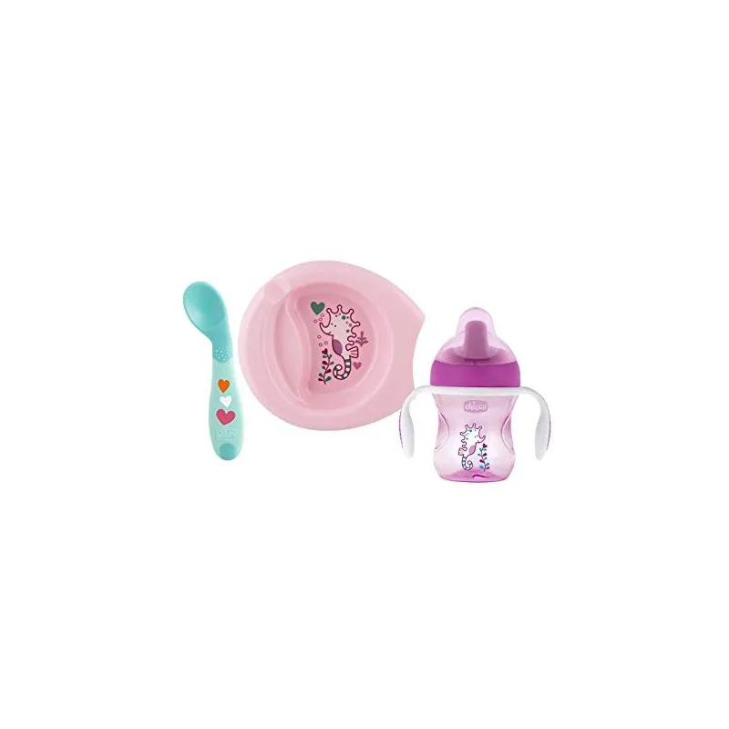SET PAPPA CHICCO LET'S GET STARTED SET ROSA 6M+ IN OFFERTA