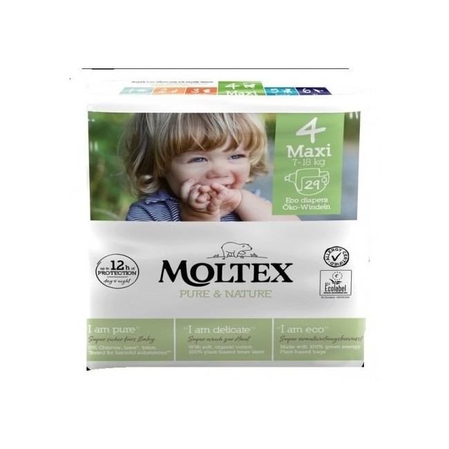 Ontex Pannolini moltex pure & nature maxi 7-18 kg taglia 4 29 pezzi