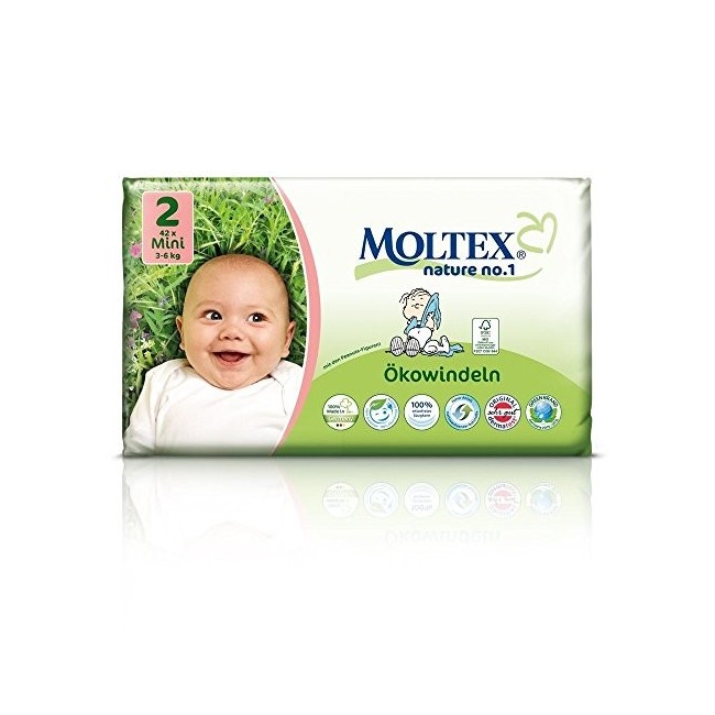 Ontex Pannolini moltex pure & nature mini 3-6 kg taglia 2 38 pezzi