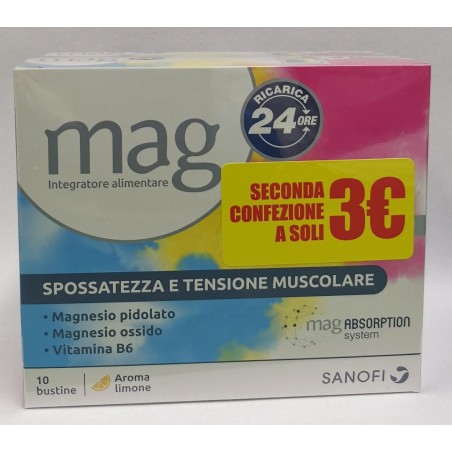 Mag ricarica 24 ore bi-pack integratore di magnesio 20 bustine