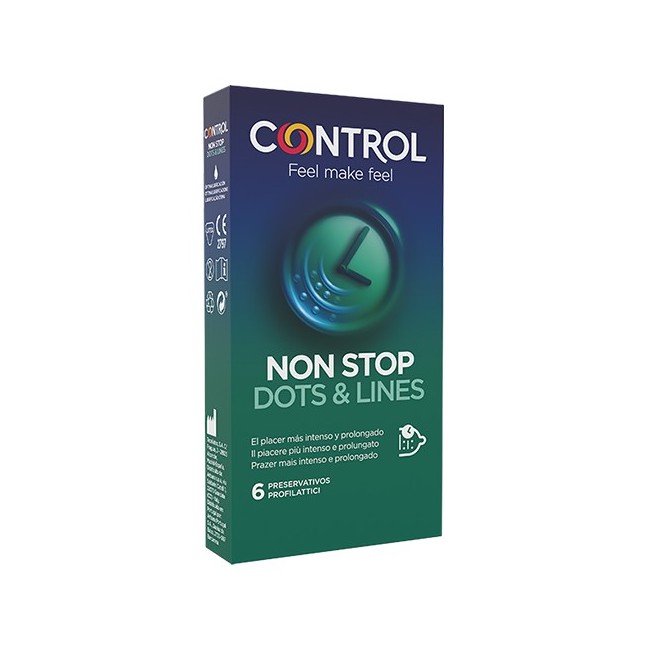 Control non stop dots & lines preservativi 6 pezzi