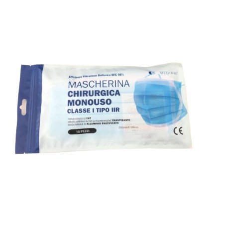 Mascherina chirurgica 3 strati con filtro antibatterico 5 pezzi