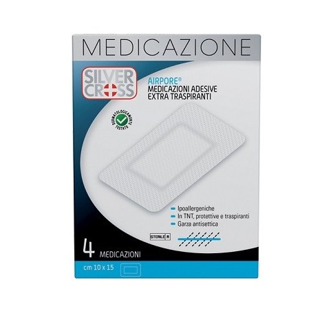 Silvercross airpore medicazione 10x15cm 4 pezzi