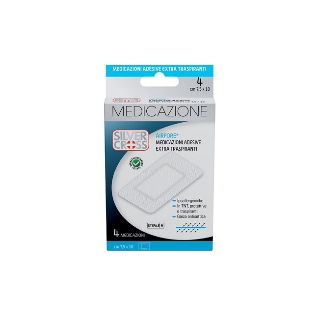 Silvercross airpore medicazione adesiva 7,5x10cm 4 pezzi