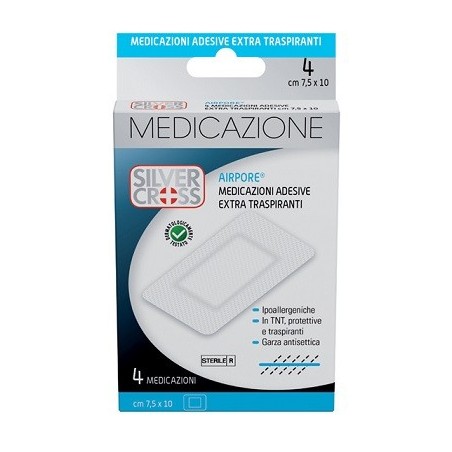 Silvercross airpore medicazione adesiva 7,5x10cm 4 pezzi