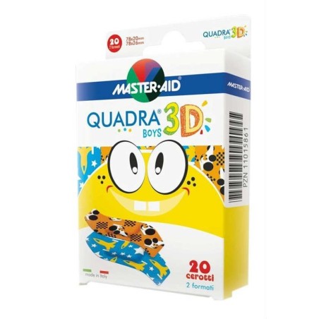 Master-aid cerotto quadra 3d boys 20 pezzi assortiti