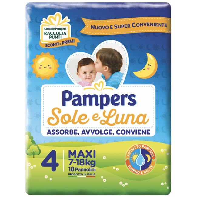 Pampers sole e luna maxi pannolino per bambino 18 pezzi